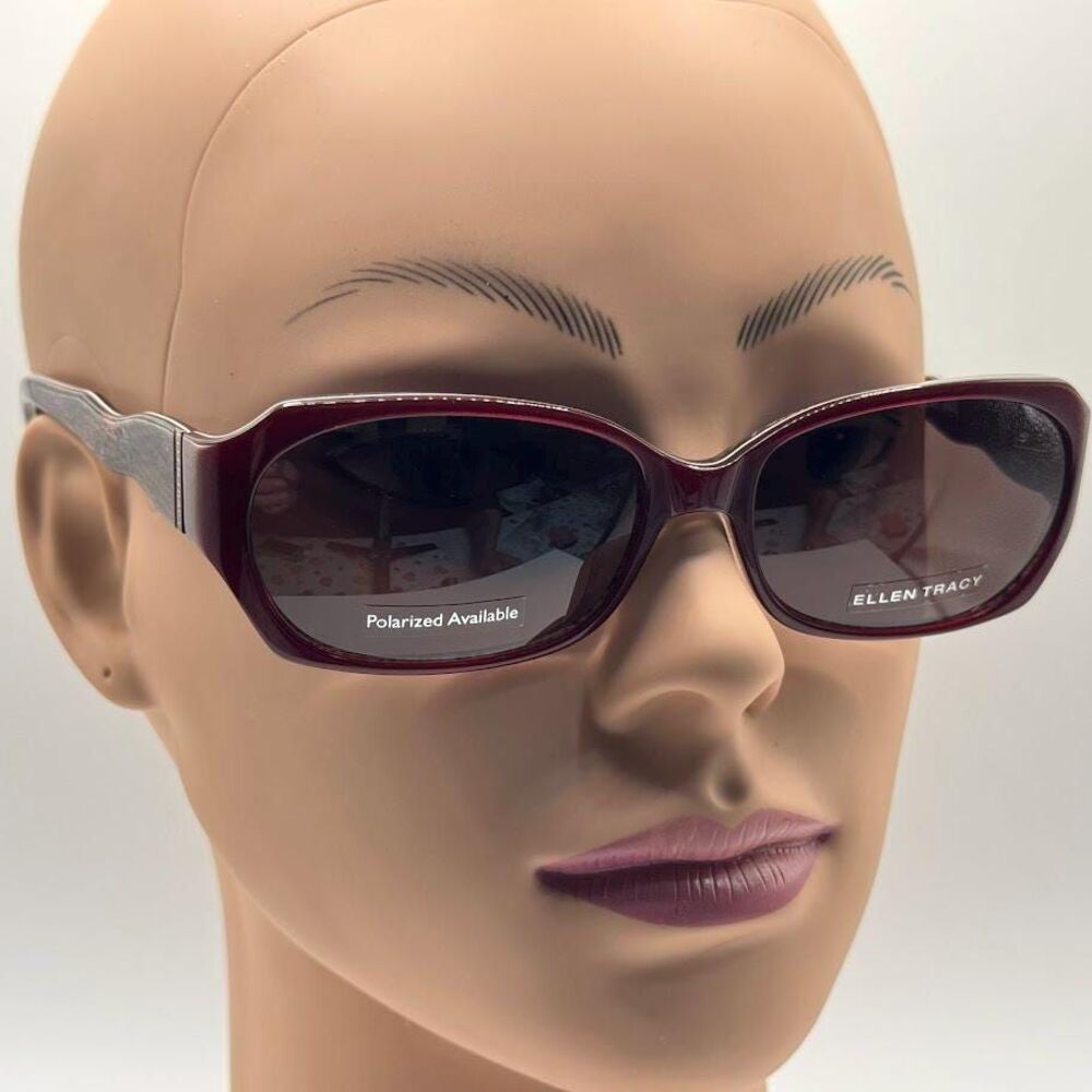 NOS Vintage Y2K Designer Sunglasses | Ellen Tracy | Narrow Burgundy Plastic